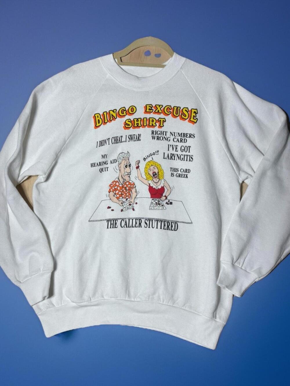 Vintage Single Stitch Funny/Humor Bingo Excuse Crewneck Sweatshirt Size Large